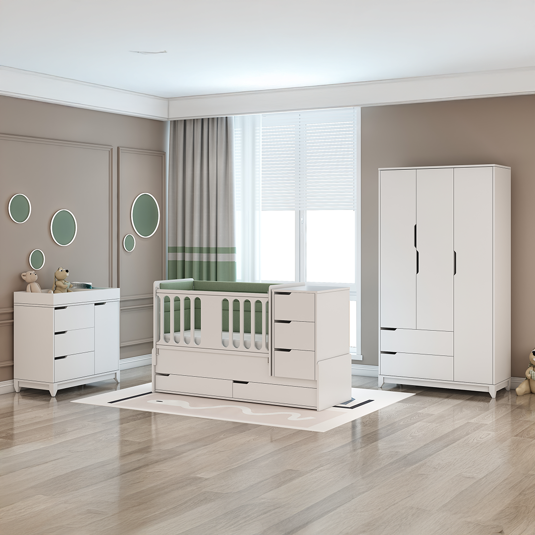 كبت سراي لملابس الأطفال – 3 أبواب ( أبيض )