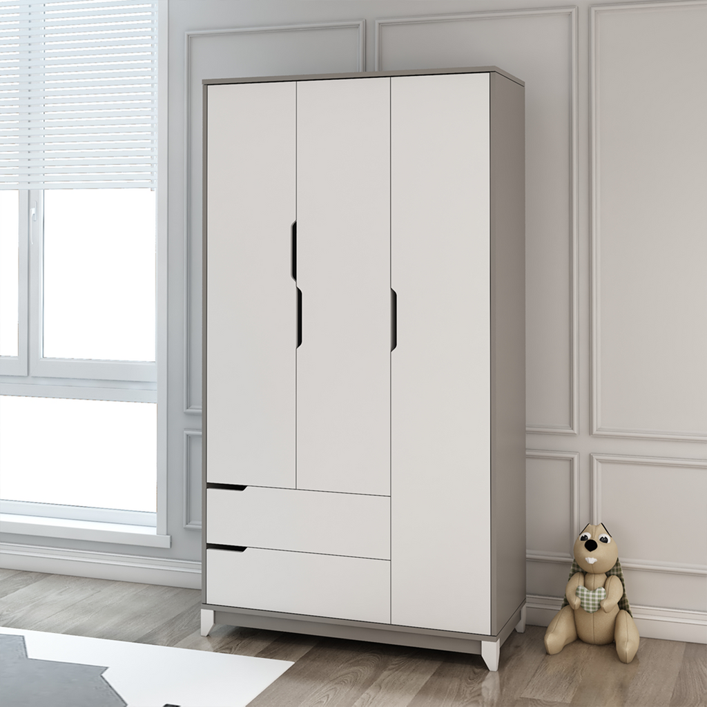 كبت سراي لملابس الأطفال – 3 أبواب ( فضي )