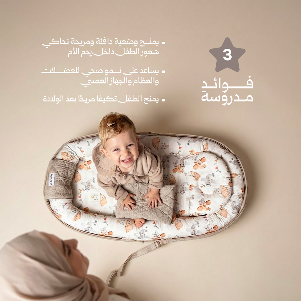 BabyOne حضن متنقل لوز وسكر مهد محمول للأطفال مع وسائد مريحة وتصميم جذاب للاستخدام في المنزل والخارج