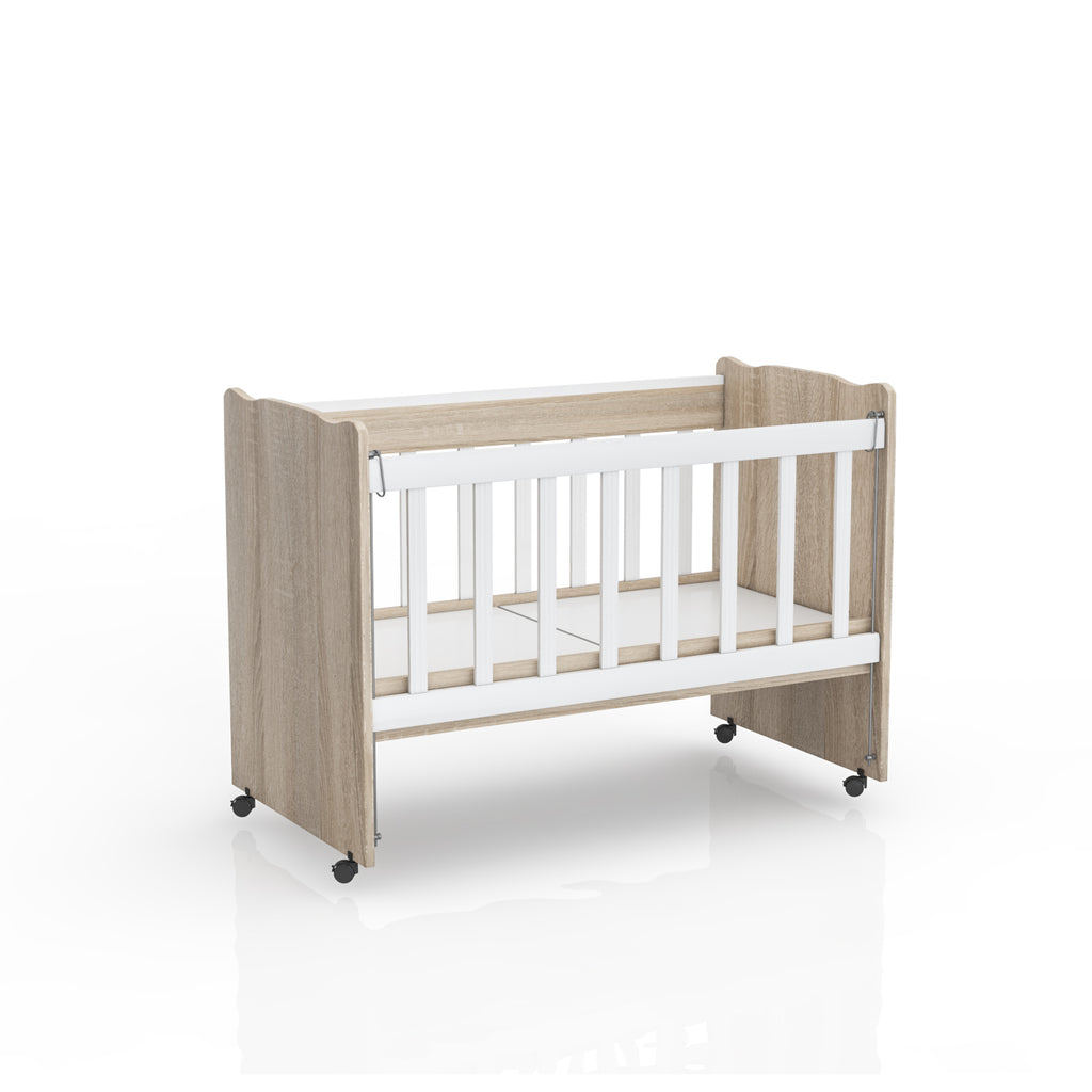 Wooden Niro crib by BabyOne for children up to 3 years, showing a sturdy, natural finish perfect for a toddler's nursery.